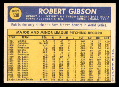 1970 Topps Baseball #530 Bob Gibson Cardinals EX 541455