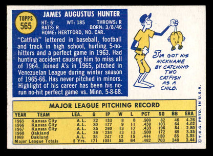 1970 Topps Baseball #565 Catfish Hunter A's EX+/EX-MT 541457