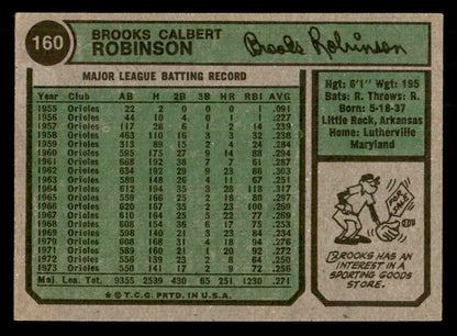1974 Topps Baseball #160 Brooks Robinson Orioles EX-MT 541555