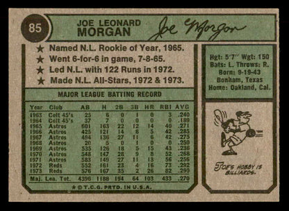 1974 Topps Baseball #085 Joe Morgan Reds NR-MT 541559