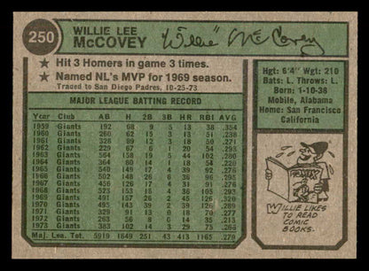 1974 Topps Baseball #250 Willie McCovey Padres NR-MT 541560