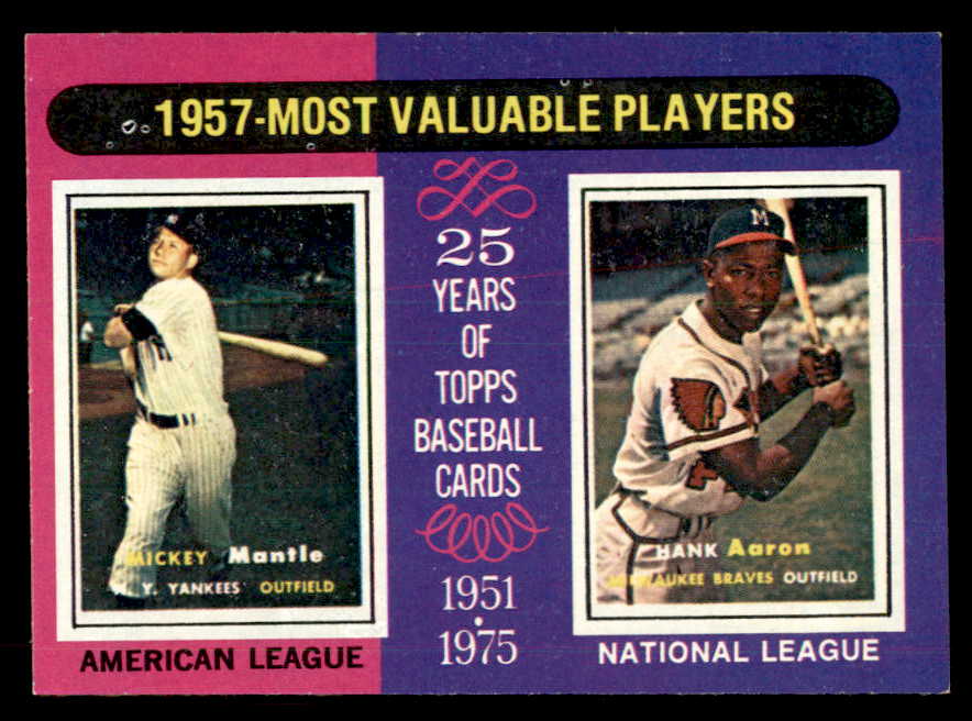 1975 Topps Baseball #195 Mickey Mantle Hank Aaron NR-MT 541590