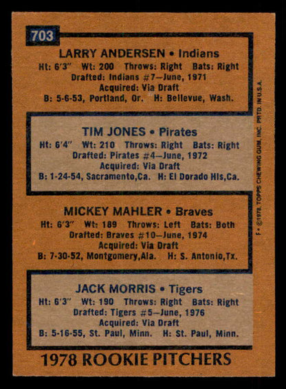1978 Topps Baseball #703 Jack Morris Tigers EX-MT 541621