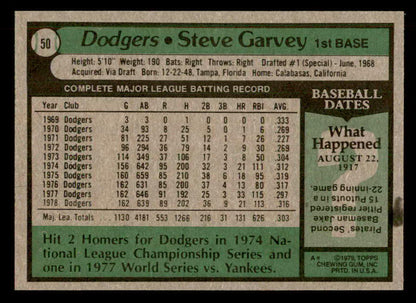 1979 Topps Baseball #050 Steve Garvey Dodgers EX-MT 541635