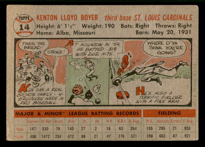 1956 Topps Baseball #014 Ken Boyer Cardinals VG-EX Gray 541642