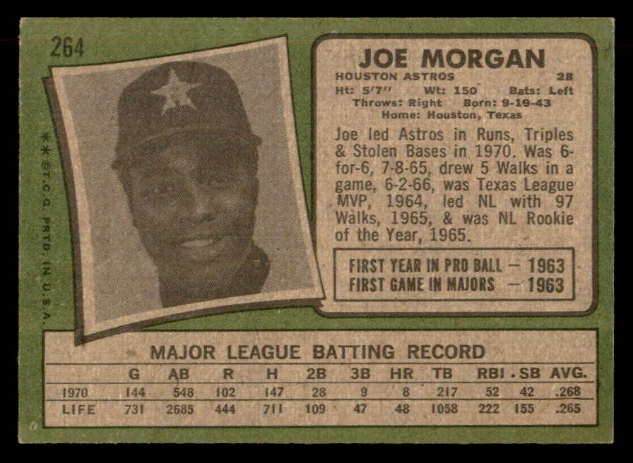 1971 Topps Baseball #264 Joe Morgan Astros EX-MT 541668