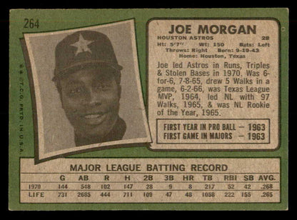1971 Topps Baseball #264 Joe Morgan Astros EX 541670