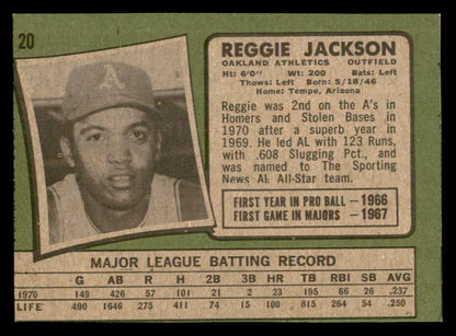 1971 Topps Baseball #020 Reggie Jackson A's GD-VG 541673