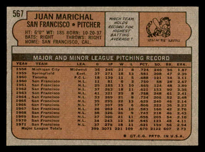 1972 Topps Baseball #567 Juan Marichal Giants EX-MT 541730