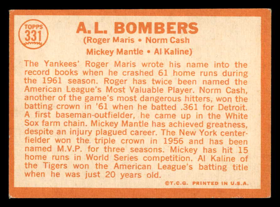 1964 Topps Baseball #331 Mickey Mantle Al Kaline Roger Maris EX+/EX-MT 541763