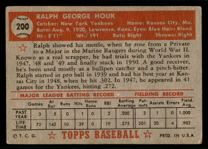 1952 Topps Baseball #200 Ralph Houk Yankees VG 541934