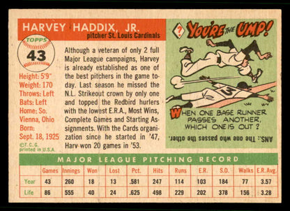 1955 Topps Baseball #043 Harvey Haddix Cardinals EX-MT 541984