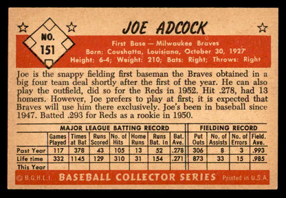 1953 Bowman Color Baseball #151 Joe Adcock Braves VG-EX 542004