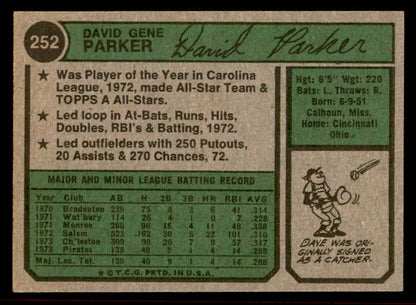 1974 Topps Baseball #252 Dave Parker Pirates EX-MT 542108
