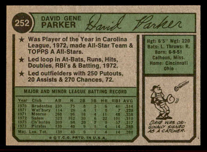 1974 Topps Baseball #252 Dave Parker Pirates EX-MT 542109
