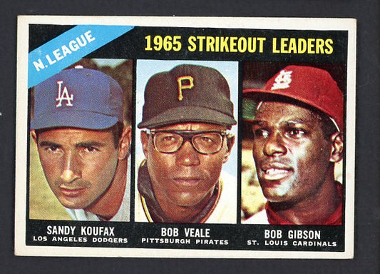 1966 Topps Baseball #225 N.L. Strike Out Leaders Sandy Koufax EX 542329