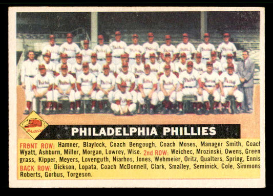 1956 Topps Baseball #072 Philadelphia Phillies Team EX-MT White 542400