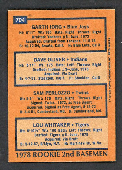 1978 Topps Baseball #704 Lou Whitaker Tigers NR-MT 542416