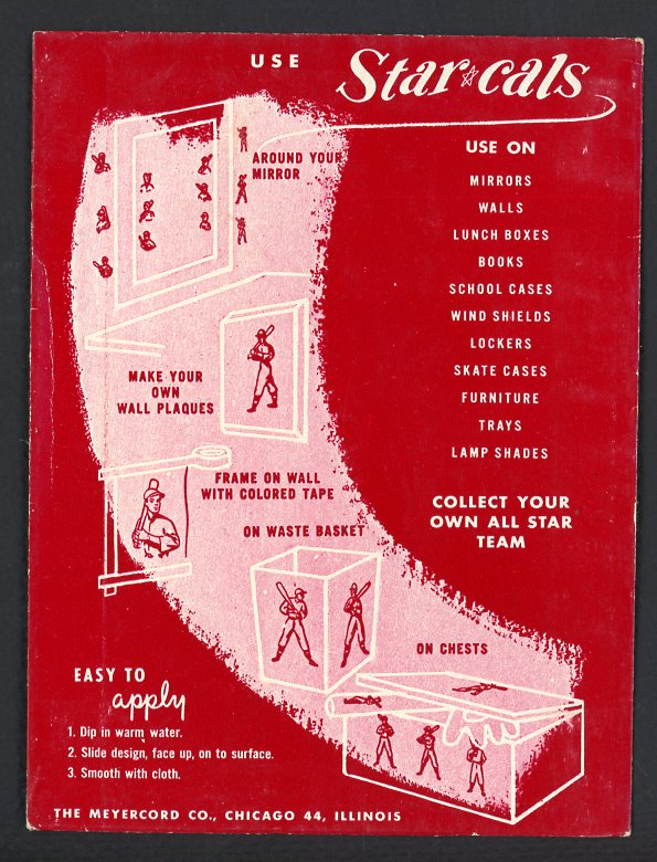 1952 Star Cal Decals 1 #077B Ralph Kiner Pirates 542444