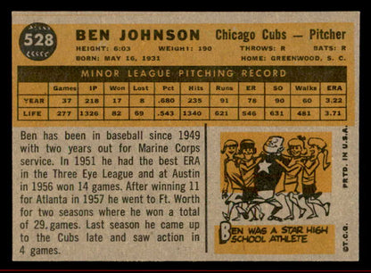 1960 Topps Baseball #528 Ben Johnson Cubs NR-MT 542672