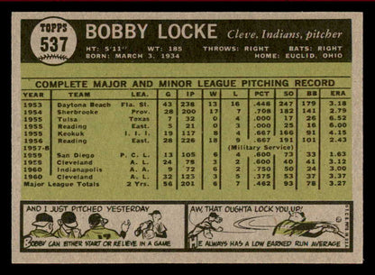 1961 Topps Baseball #537 Bobby Locke Indians NR-MT 542767
