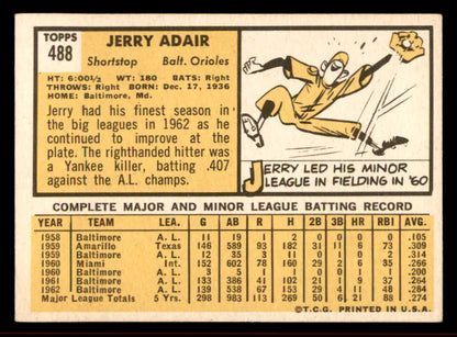 1963 Topps Baseball #488 Jerry Adair Orioles EX-MT 542916