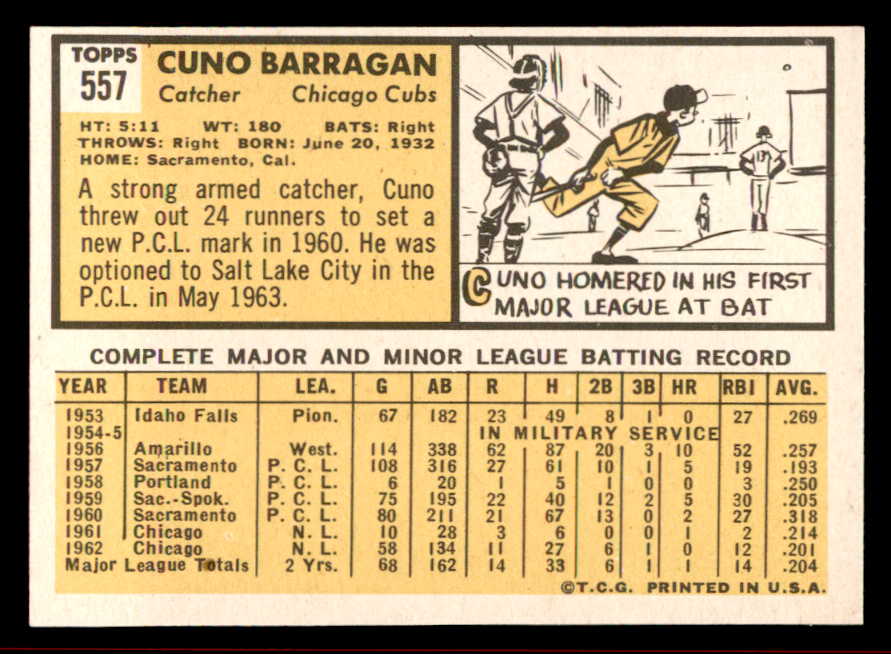 1963 Topps Baseball #557 Cuno Barragan Cubs EX-MT 542921