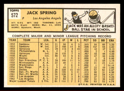 1963 Topps Baseball #572 Jack Spring Angels EX-MT 542931