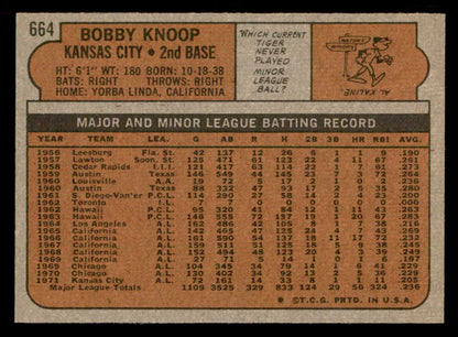 1972 Topps Baseball #664 Bobby Knoop Royals NR-MT 543090