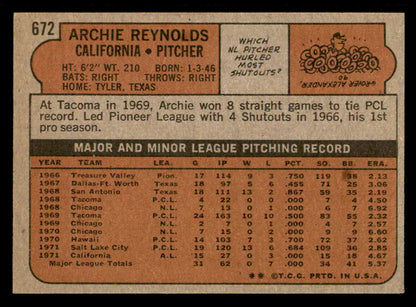 1972 Topps Baseball #672 Archie Reynolds Angels NR-MT 543092
