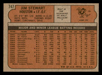1972 Topps Baseball #747 Jim Stewart Astros NR-MT 543121
