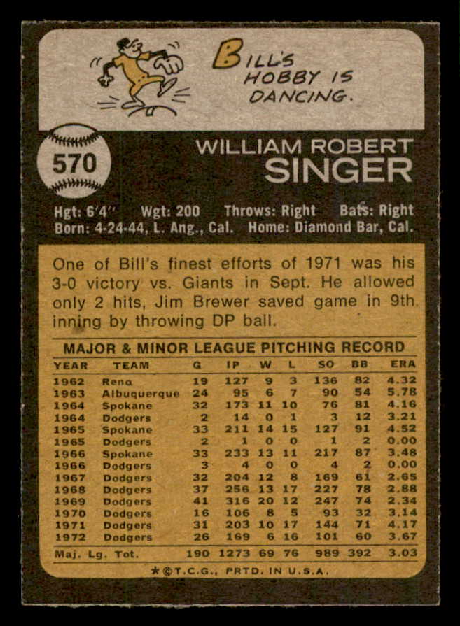 1973 Topps Baseball #570 Bill Singer Angels NR-MT 543188