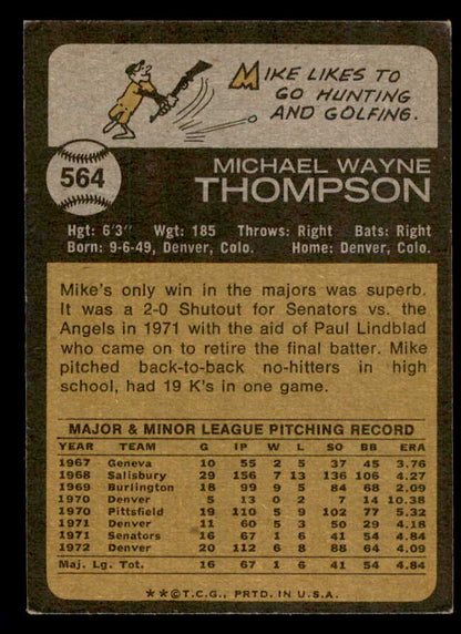 1973 Topps Baseball #564 Mike Thompson Rangers VG-EX/EX 543193
