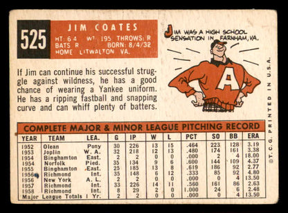 1959 Topps Baseball #525 Jim Coates Yankees FR-GD 543202