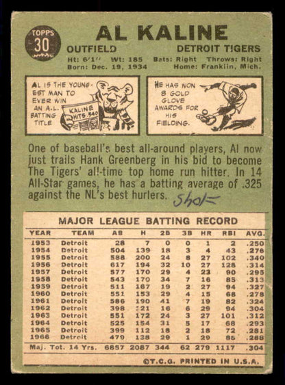 1967 Topps Baseball #030 Al Kaline Tigers VG 543217