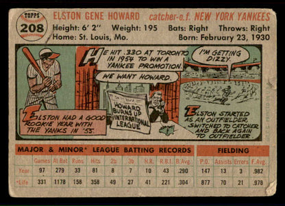 1956 Topps Baseball #208 Elston Howard Yankees Fair 543247