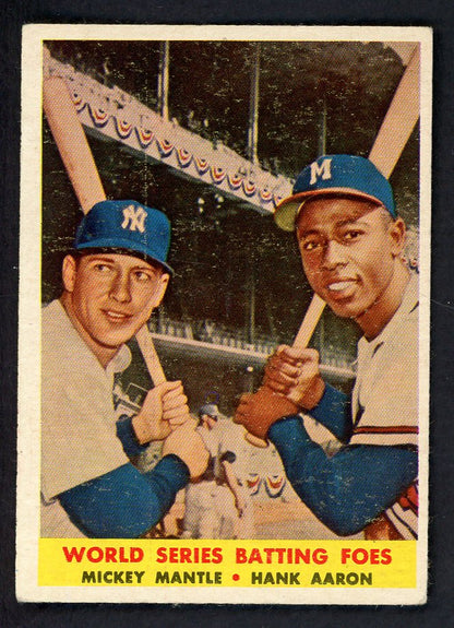 1958 Topps Baseball #418 Mickey Mantle Hank Aaron VG-EX 543296