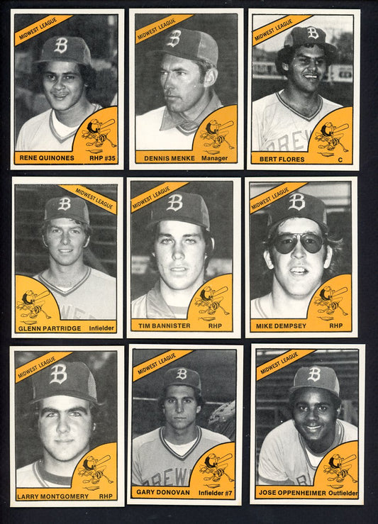 1977 TCMA Burlington Bees Complete Set Denis Menke 543367