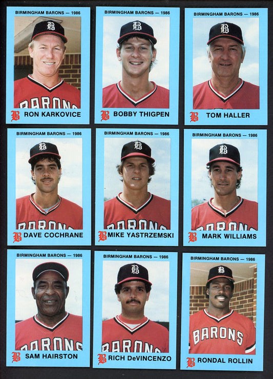1986 Team Issue Birmingham Barons Complete Set Bobby Thigpen 543667