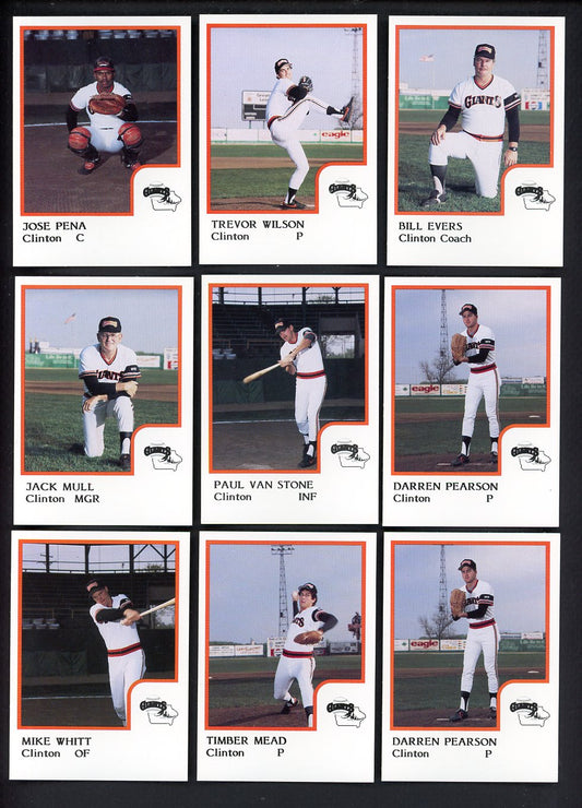 1986 Pro Card Clinton Giants Complete Set Trevor Wilson 543673
