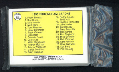 1990 Best Birmingham Barons Complete Set Frank Thomas 543772