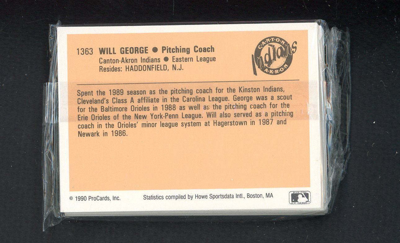 1990 Pro Card Canton Akron Indians Complete Set Charles Nagy 543782