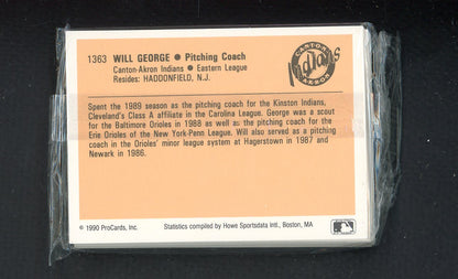 1990 Pro Card Canton Akron Indians Complete Set Charles Nagy 543782