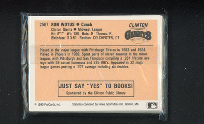 1990 Pro Card Clinton Giants Complete Set Clay Bellinger 543790