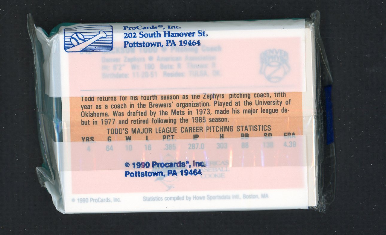 1990 Pro Card Denver Zephyrs Complete Set Don August 543795