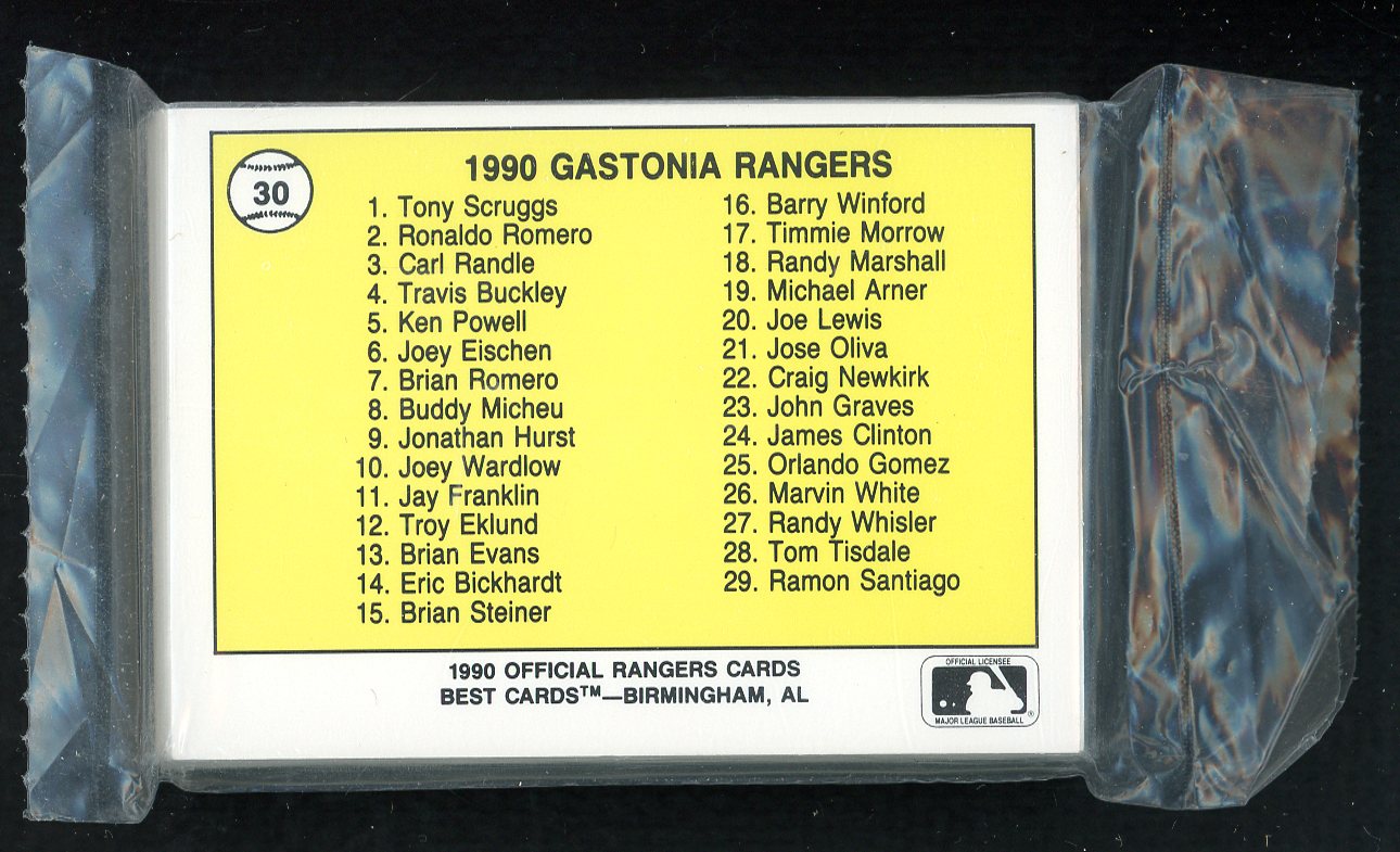 1990 Best Gastonia Rangers Complete Set Tony Scruggs 543800