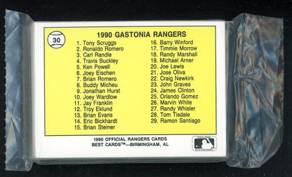 1990 Best Gastonia Rangers Complete Set Tony Scruggs 543800