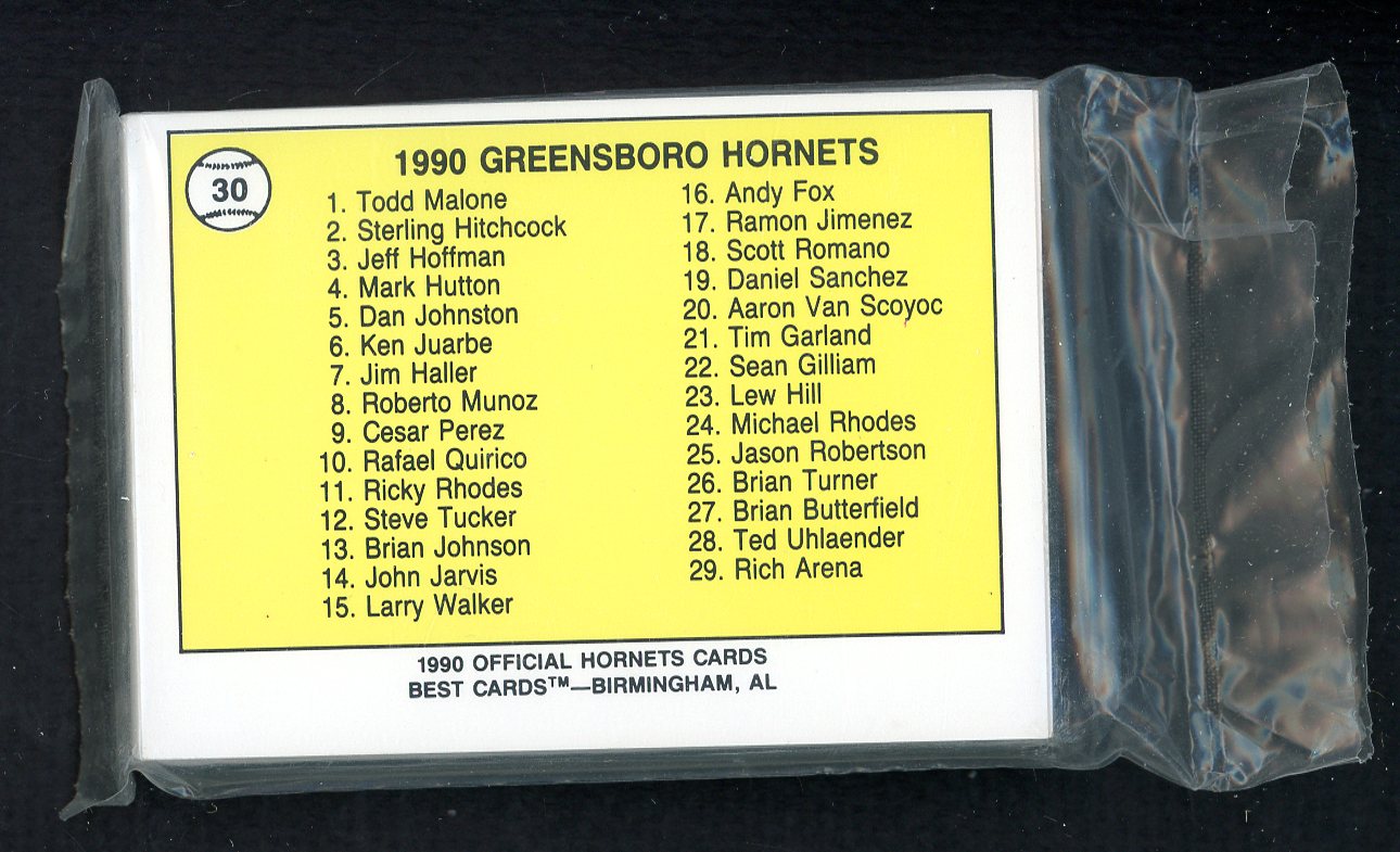 1990 Best Greensboro Hornets Complete Set Sterling Hitchcock 543804