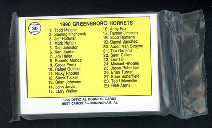 1990 Best Greensboro Hornets Complete Set Sterling Hitchcock 543804