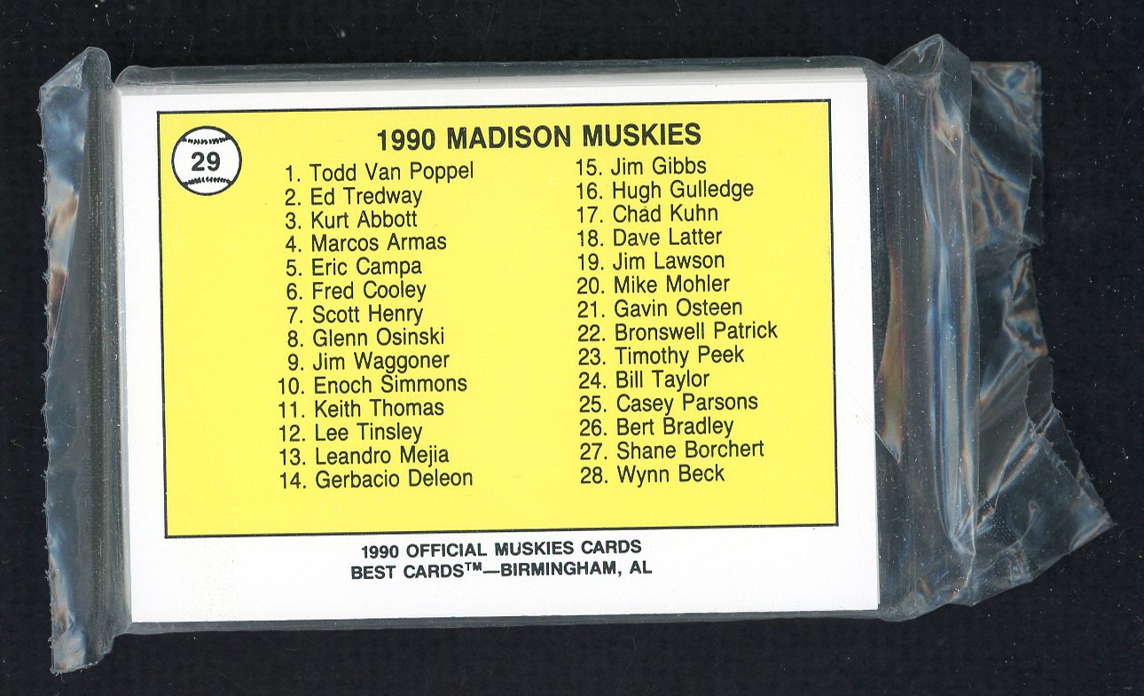 1990 Best Madison Muskies Complete Set Todd Van Poppel 543827